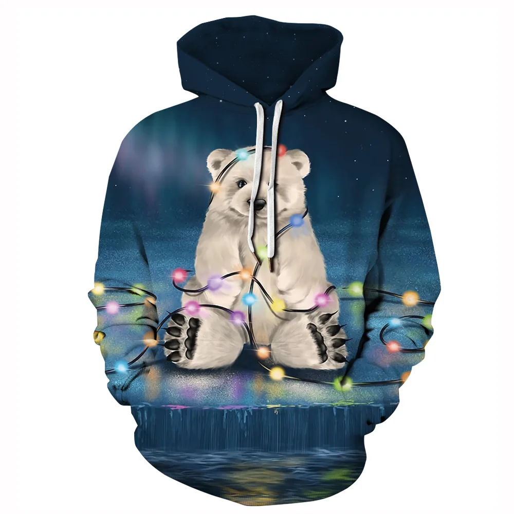 

NIggeey 2023 Christmas Clothes Bears Dog 3D Hoodies Novelty Realistic Casual Sweatshirt Sweater Pullover Man's Woman's Clothes