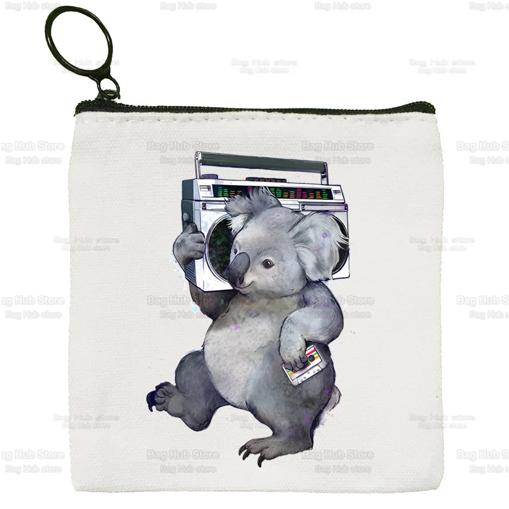 Kawaii Koala Cute Cartoon Korean Version Simple Coin Purse Female Student Canvas Cute Key Bag Mini Clutch Small Purse