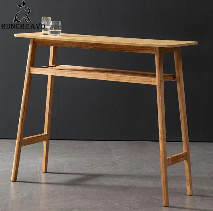 Solid Wood Bar Table 100cm High Table for Small Apartment Home Bar Living Room