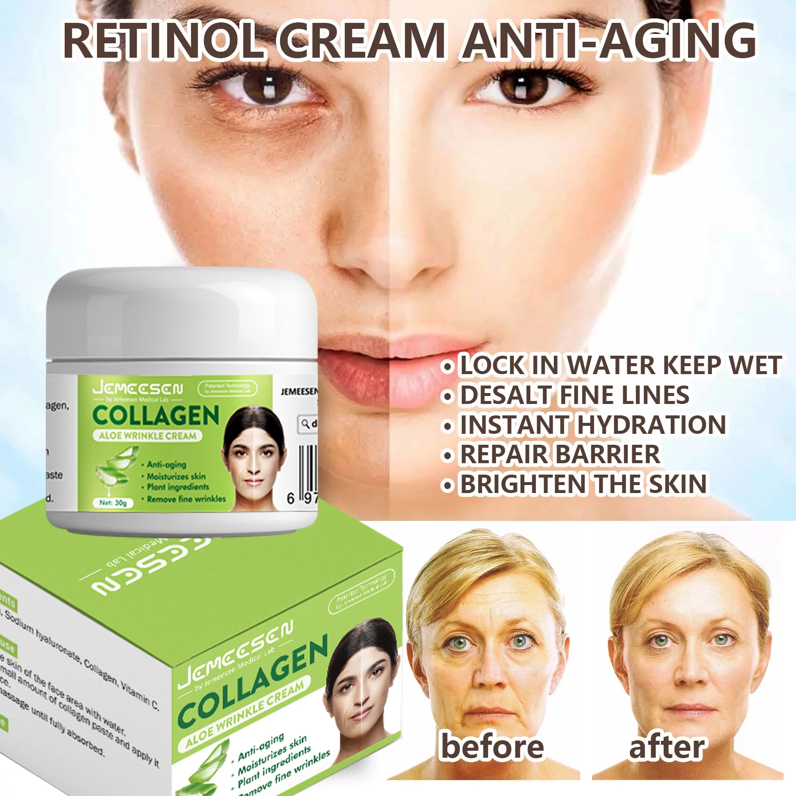 

Face Collagen Cream Anti Wrinkle Anti Aging Retinol Dark Spot Remover For Face Serum Whitening Cream Face Creams Skin Care