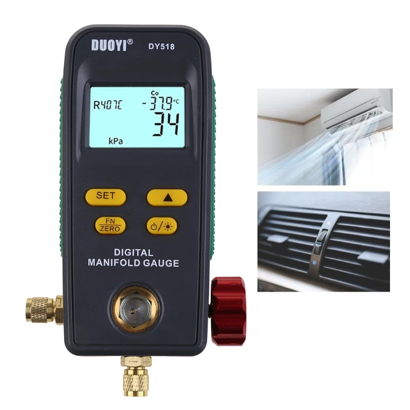 Refrigeration Digital Manifold HVAC System Gauge High-precision Vacuum Pressure Temperature Leakage Tester Dignostic