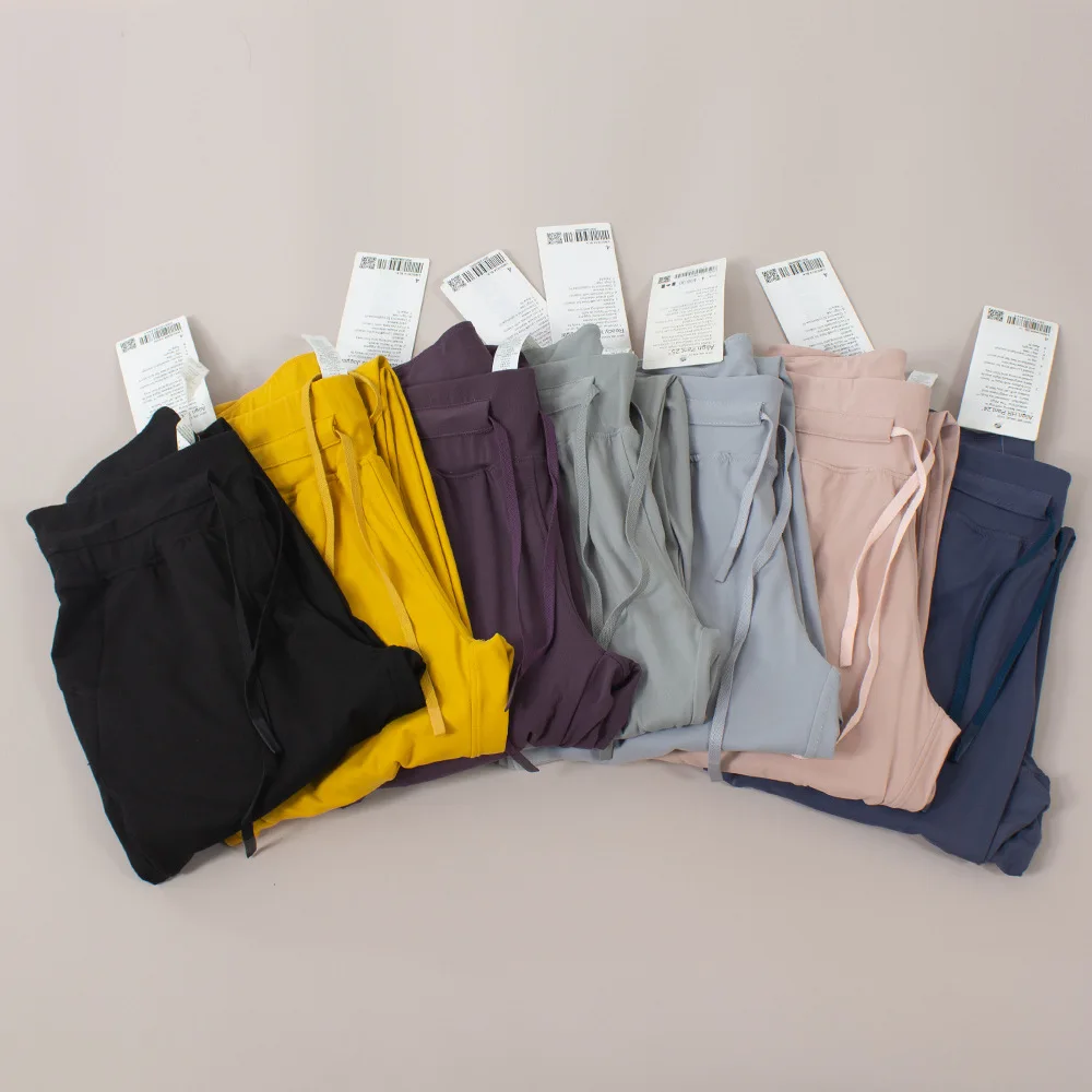 

Ready To Rulu Jogger Pants With Logo Women High Waist Gym Drawstring Sweatpants Fitness Loose Trousers Female Workout Sportswear