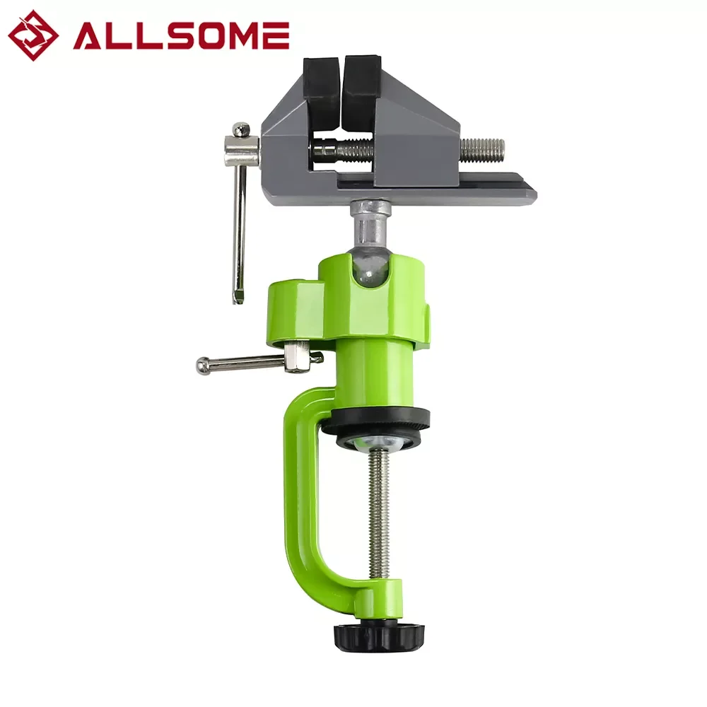 

ALLSOME 3" Universal Aluminum Table Vise Swivel 360 Degrees Rotating Bench Vise Universal Clamp Fixed Tool