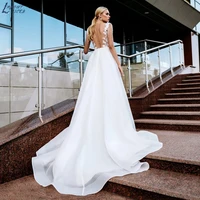 elegant wedding dress 2022 organza lace applique vintage boho llusion back button bridal gowns for bride robe de mari%c3%a9e boh%c3%a8me