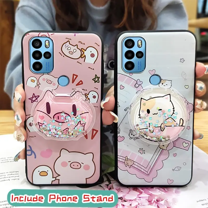 

Silicone For Woman Phone Case For BLU G91 Pro glisten foothold Cartoon phone stand holder Durable