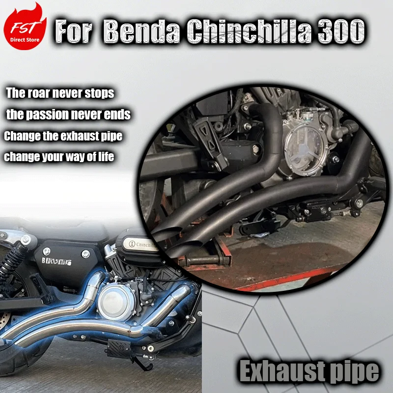 Фото Для Benda Chinchilla 300: модифицированный ретро-выхлопной патрубок Harley VH, двухтрубный, с прямыми выходами. №1