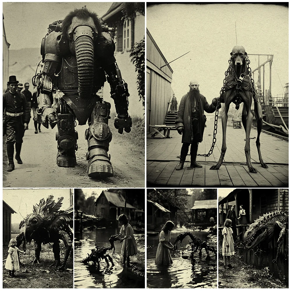 Живые с инопланетными существами ВИНТАЖНАЯ фотография плакат печать декора