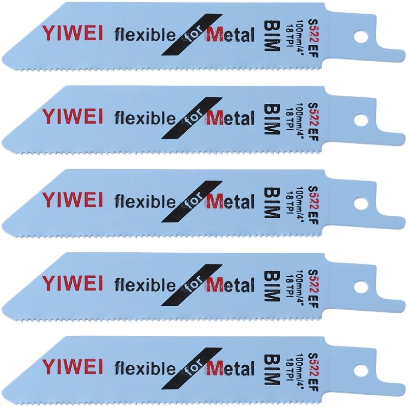 

67JE 5 Pcs S522EF 100mm 4" BIM Reciprocating Sabre Saw Set Flexible For Metal