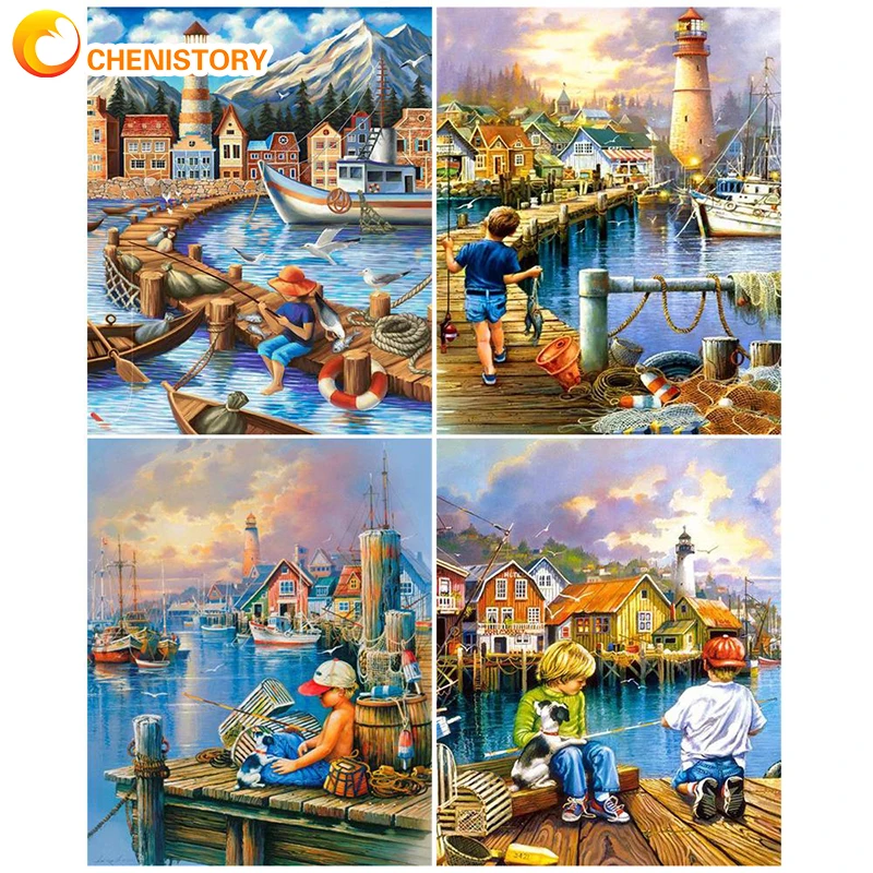 

CHENISTORY Picture By Number Abstract Kits DIY Painting By Numbers Landscape Drawing On Canvas Child HandPainted Decoration
