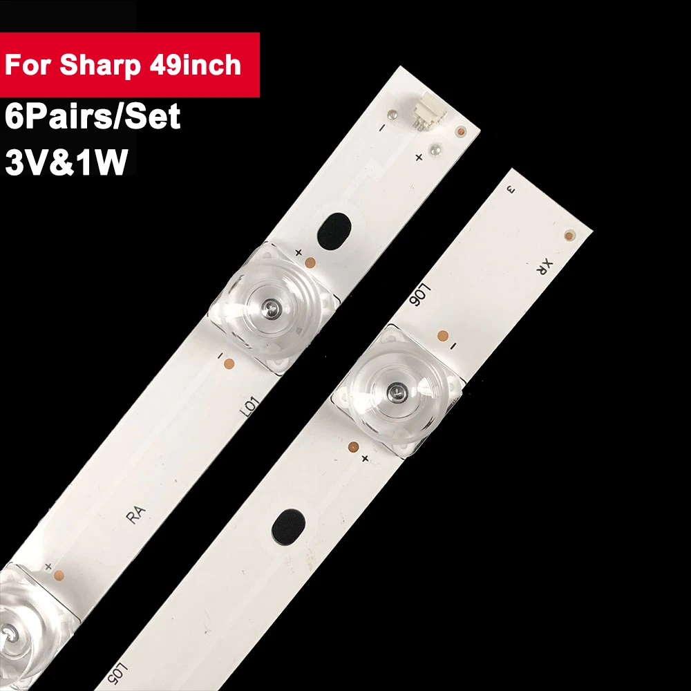 

496mm 3V1W Square Lens Backlight Led Light Strip For Sharp 49inch RF-AJ490E30-0601S-07 A0 6Pairs/Set Tv Repair Parts LC-49CUG836