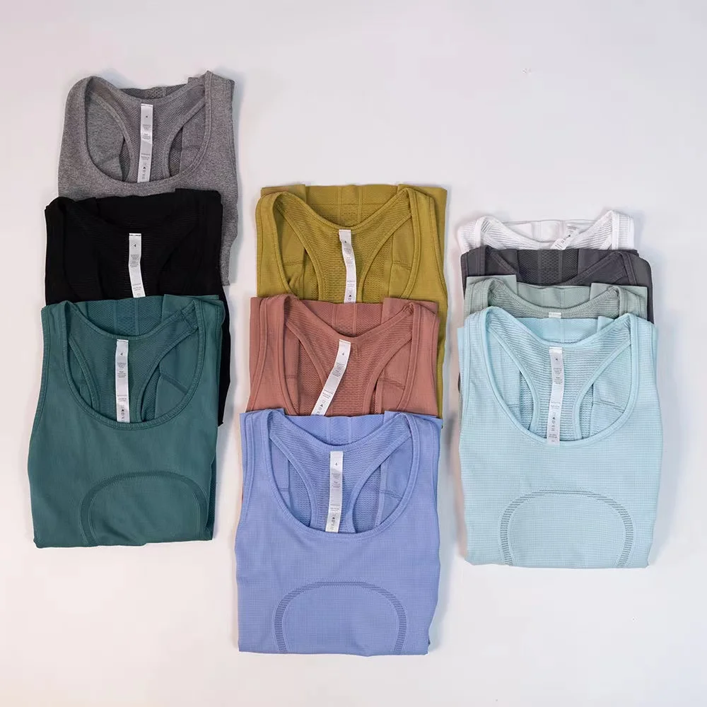 

Lulu Women Yoga Pure Cotton Sleeveless Vest Mesh Top Sports Tops Gym Wear Workout Clothing Sporty T-shirt For Fitness