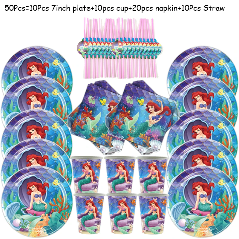 

Одноразовая посуда Disney MINISO Маленькая Русалка Ариэль