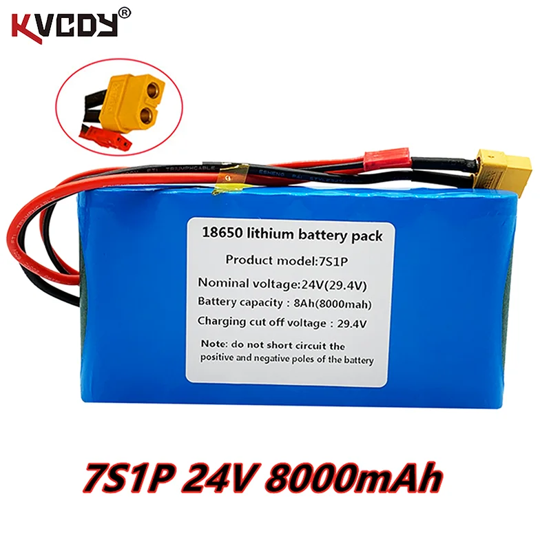 

new 7s1p 24V 8000mah lithium ion battery pack is suitable for scooter toy bicycle with built-in BMS and charger sales