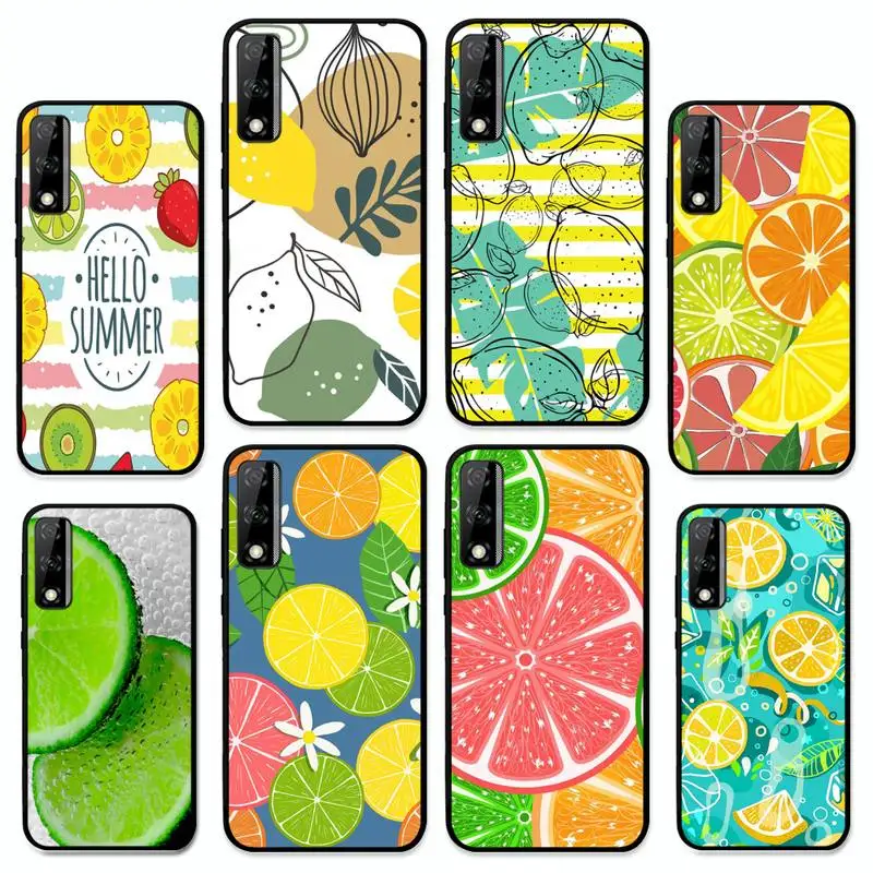 

Summer green leaves fruit lemon Phone Case for Huawei Y 6 9 7 5 8s prime 2019 2018 enjoy 7 plus