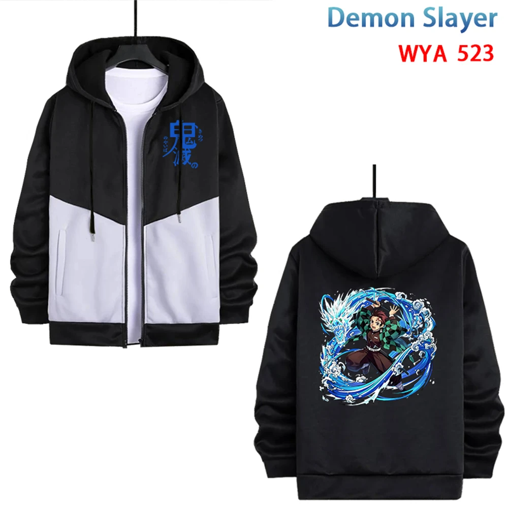 

Anime Demon Slayer Zipper Hoodies Unisex Casual Hooded Sweater Teenagers Loose Jacket Coat Cartoon Print Sweatshirt Streetwear