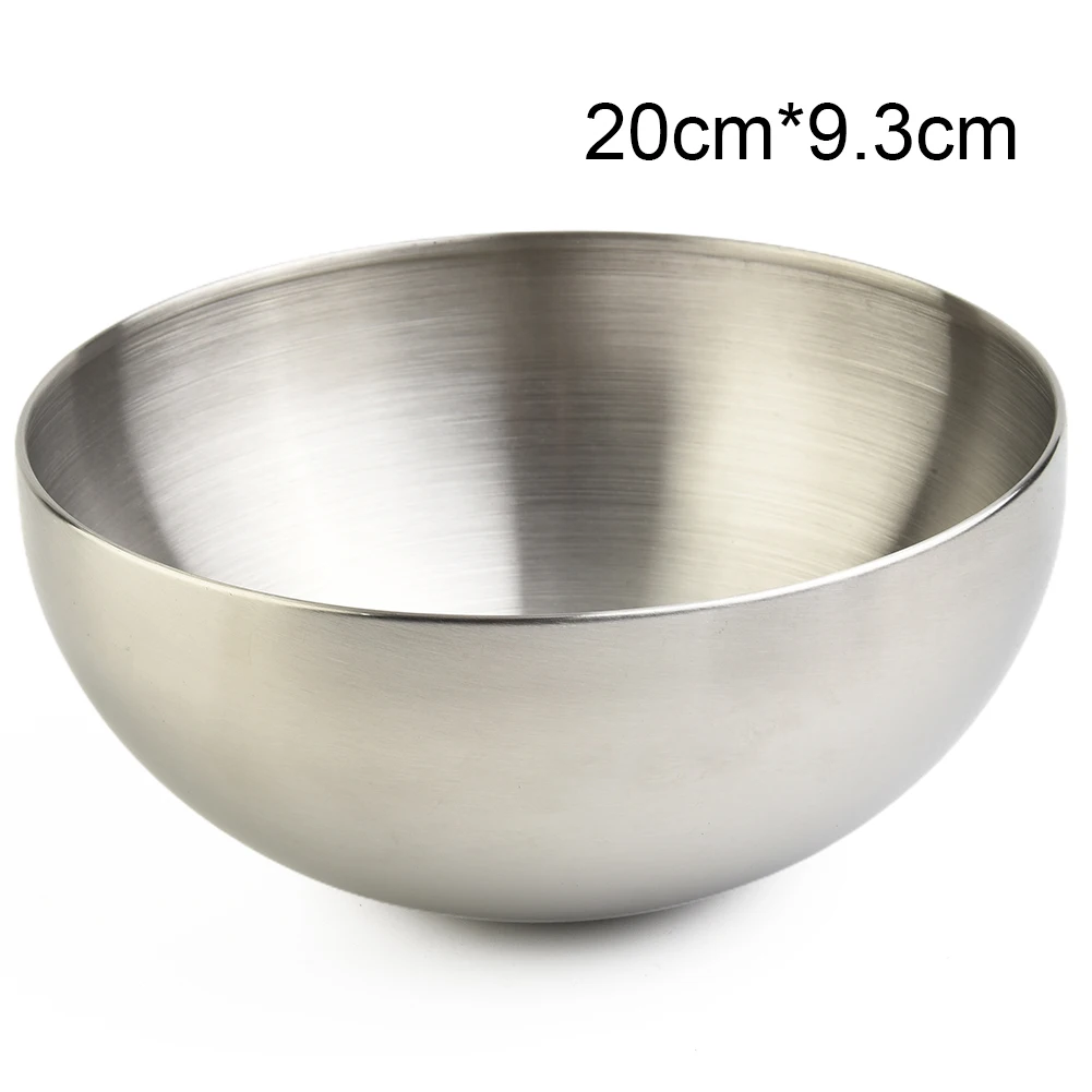 

Heat Insulated Stainless Steel Bowl Mixing Bowl Rice Bowls Metal Ice Cream Soup Bowls Food Container For Kitchen Flatware