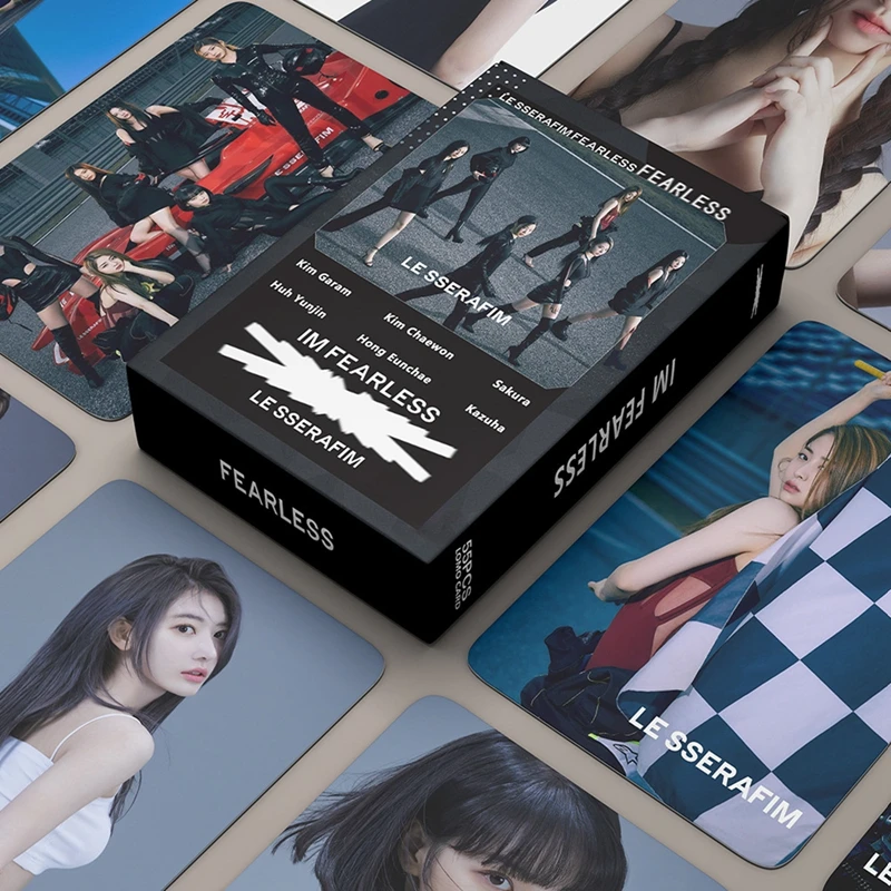 

55PCS/set Kpop LE SSERAFIM NEW Ablum FEARLESS Lomo Cards Girl Group Photocard Cute Print Card Poster Fans Gift