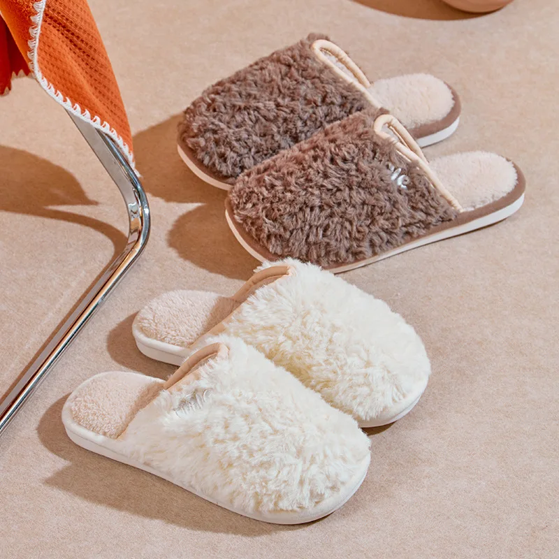 2022 New Soft Sole Slippers Men Women Indoor Floor Flat Shoes Autumn Winter Warm Home Cotton Shoes Plush Bedroom Slides slippers