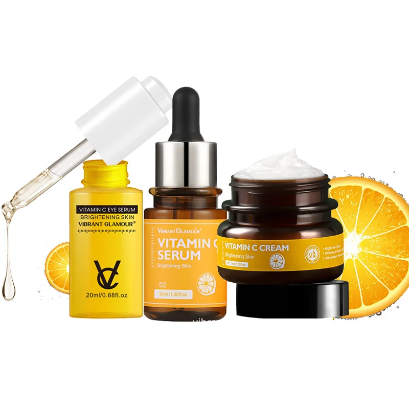 

VIBRANT GLAMOUR Vitamin C Whitening Face Serum Moisturizing Cream Brighten Anti Aging Repair Fade Freckles Facial Care Eye Serum