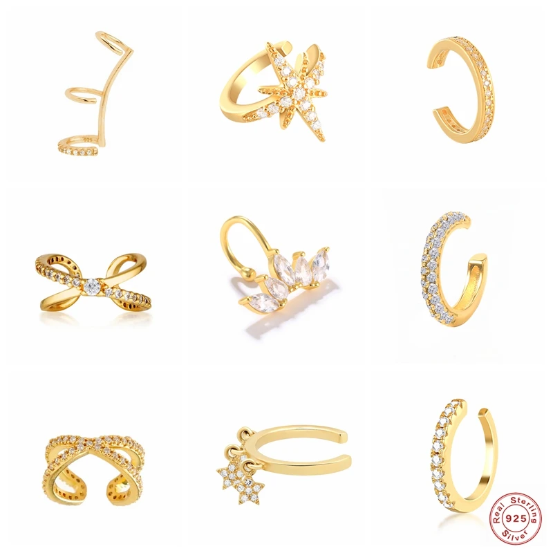 

CANNER Non-Piercing Ear Clips 925 Sterling Silver Fake Cartilage Earrings Clip Earring For Women Men Hiphop Earcuff Fine Jewelry