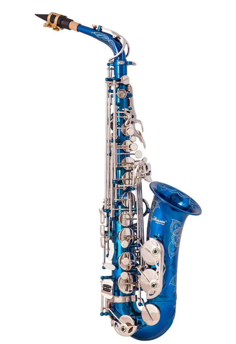 

Aisiweier high-grade Blue silver Eb Alto Saxophone Brass Lacquered E Flat Sax 802 Key Type Woodwind Instrument