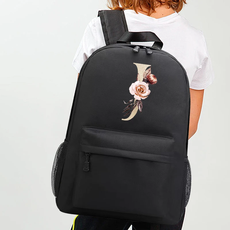 

Golden Letters Print Fashion Backpack Travel Women Casual Backpacks Female Shoulder Bag Student School Bag for Teenage Girls