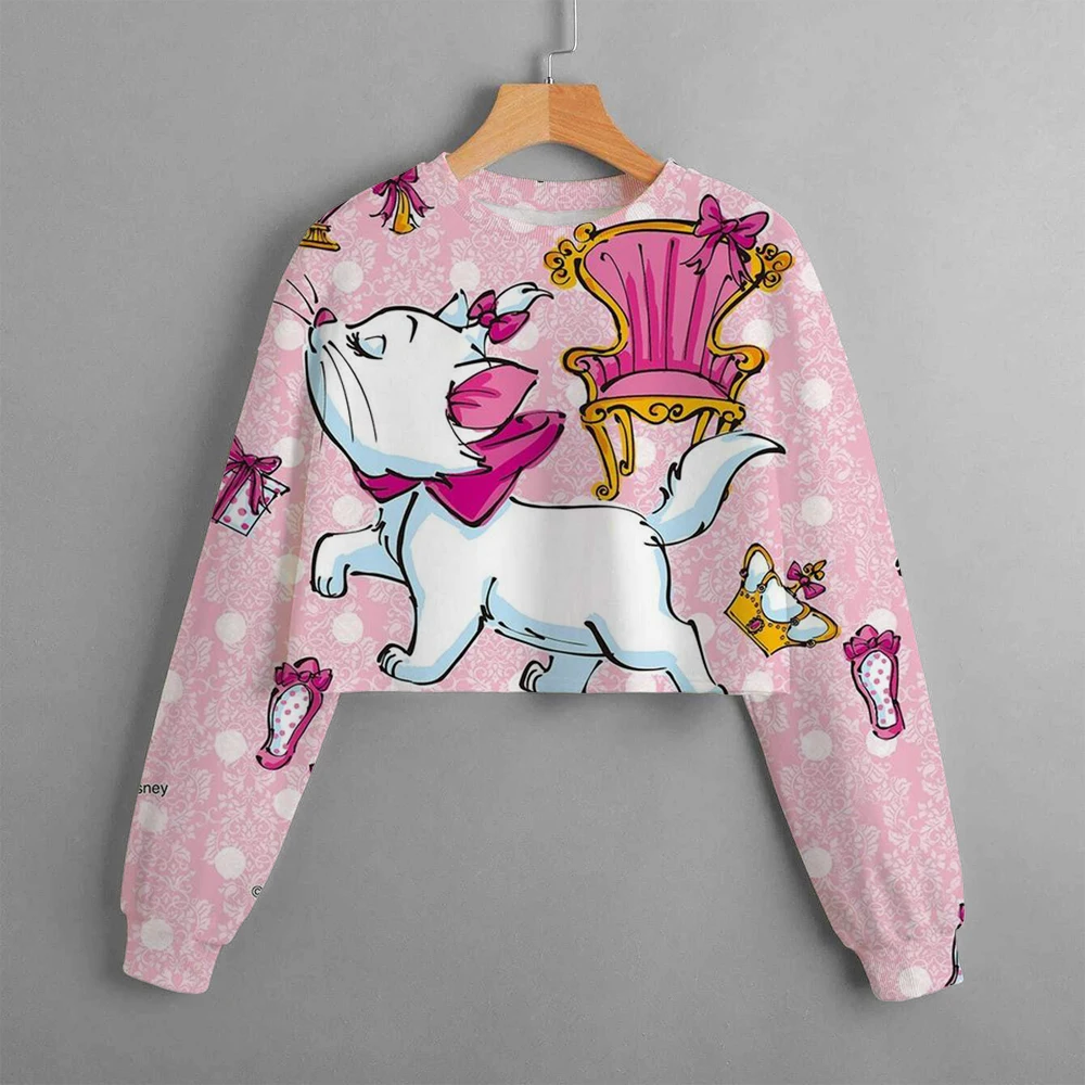 

Disney Aristocats Marie Cat hoodies Spring Fashion Girl Kids hooded sweatshirts 3D Printed Autumn children Anime Hoodie