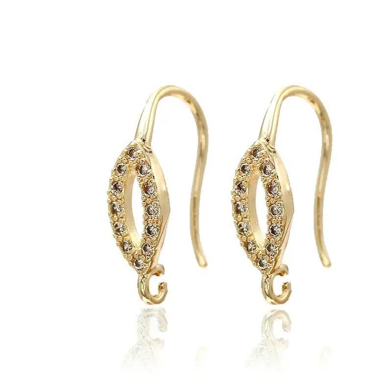 6 шт. из 14-каратного золота с Цвет латуни и циркон серьги-Крючки расходных