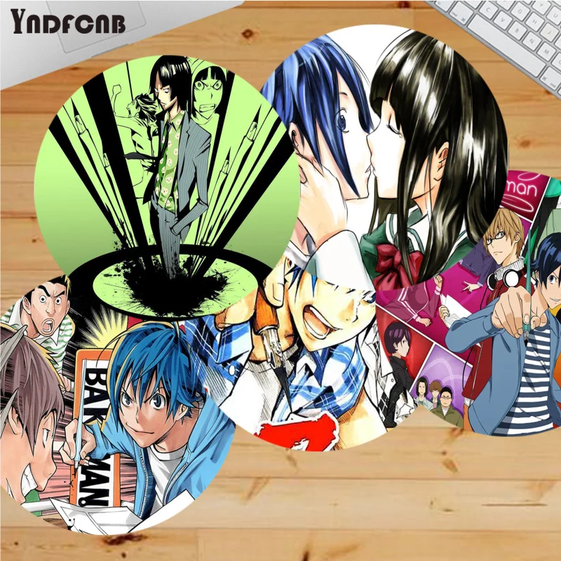 Круглый коврик для мыши Bakuman из японского аниме, персонализированный Настольный коврик, милые игровые аксессуары, коврик для мыши для студентов