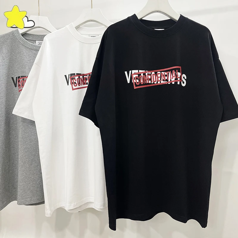 

New White Black Gray Vetements T-shirts Men Women 1:1 Letter Printing Casual O-Neck Top Tees VTM Short Sleeve