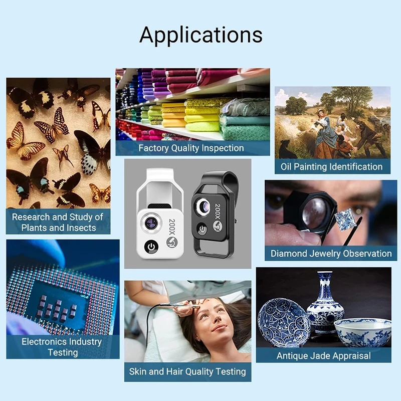 

Phone Microscope with CPL Lens/LED Light,200X Pocket Microscope with Universal Phone Clip Compatible with iPhone/Andriod Phone