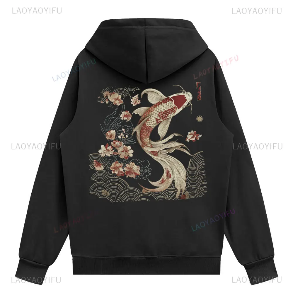 Винтажная японская толстовка с капюшоном в виде рыбы кои морское животное