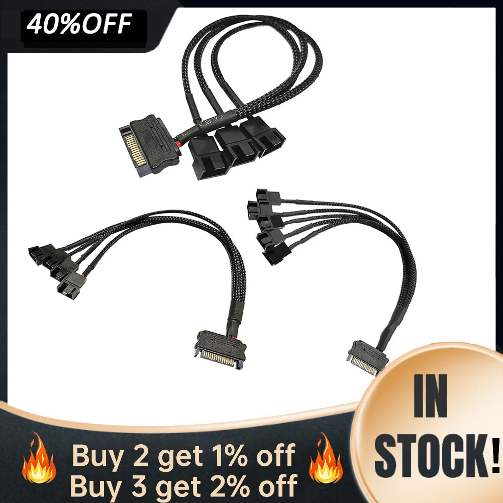 

SATA 1 To 3 4 5 4-pin Power Cord 12V PC Cooling Fan Splitter Converter SATA to 4Pin Fan Power Cord Computer Power Adapter Cable