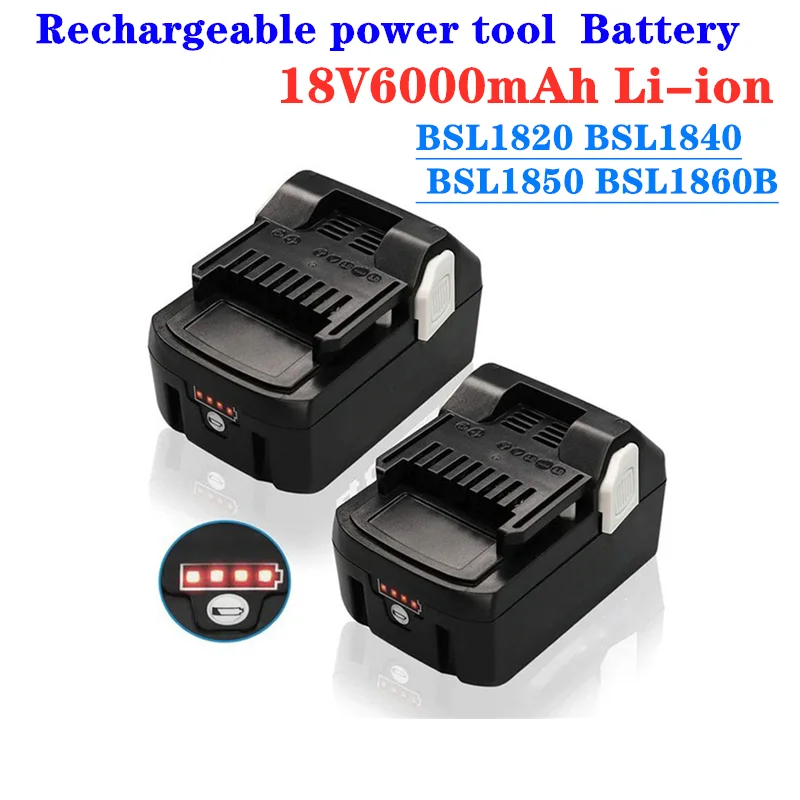 

Сменная аккумуляторная батарея для HITACHI, литий-ионный аккумулятор BSL1830B, 18 в, 4 Ач, 6 Ач, для HITACHI BSL1820, BSL1840, BSL1850, BSL1860B