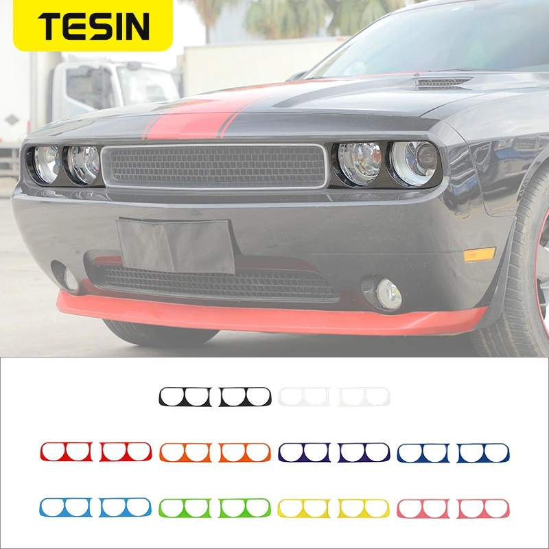 

TESIN Car Front Headlight Lamp Decoration Cover Trim Stickers For Dodge Challenger 2009 2010 2011 2012 2013 2014 Accessories