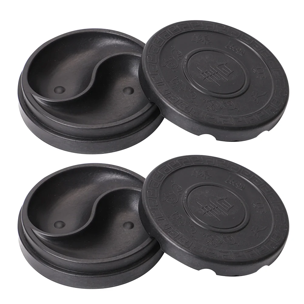 

2pcs Chinese Ink Dish Writing Accessories Sumi Drawing Inkstone Ceramic Tray Artist Palettes