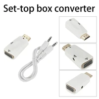 1pc 1080p hdmi compatible male to vga female adapter video converter 3 5 mm jack with audio output cable for monitor projector