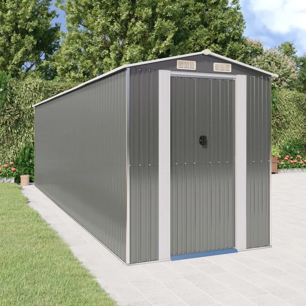 

Garden Shed, Garden Decoration, Light Grey 192x689x223 cm, Galvanised Steel