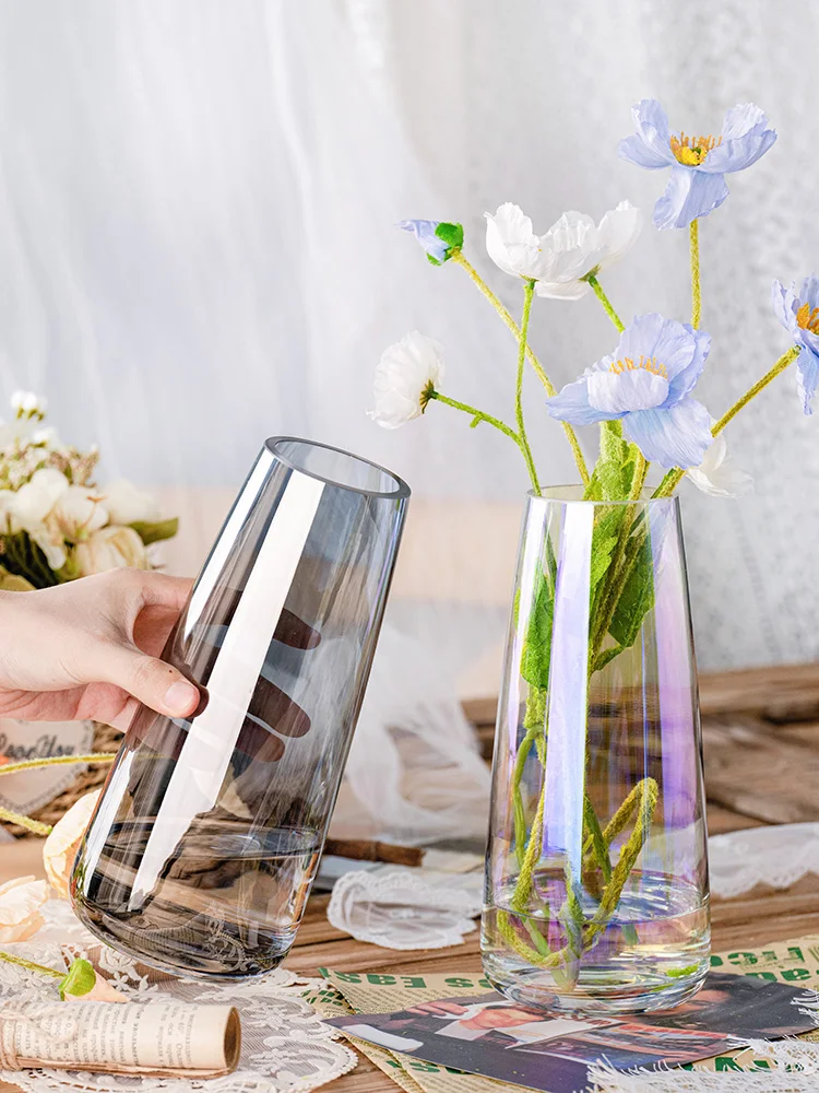 

Nordic Simple Colorful Transparent Vase Living Room Dining Tabletop Creative Decoration Watering Luxury Flower Pot Home Decor