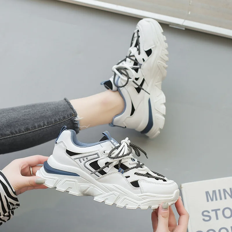 

Vulcanize Sheos Women 2022 Spring Fashion Lace-up Casual Shoes Ladies Sneakers Increase Non Slip Running Shoes Zapatos De Mujer