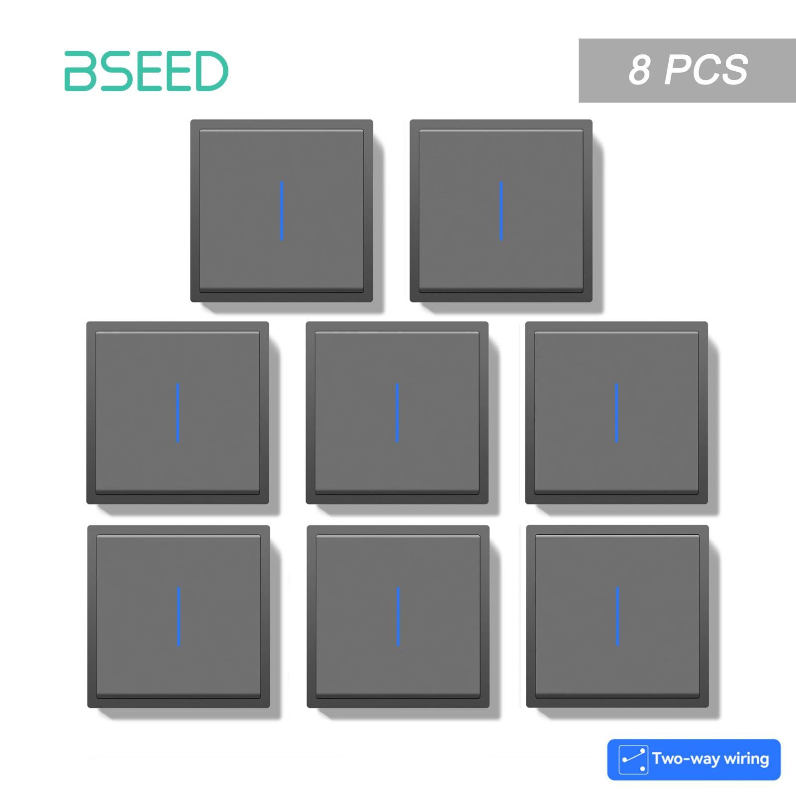 

BSEED E Series 1/2/4/8 Pack 1Gang 2-Way White/Black/Gold Plastic Light Switches with LED Backlight