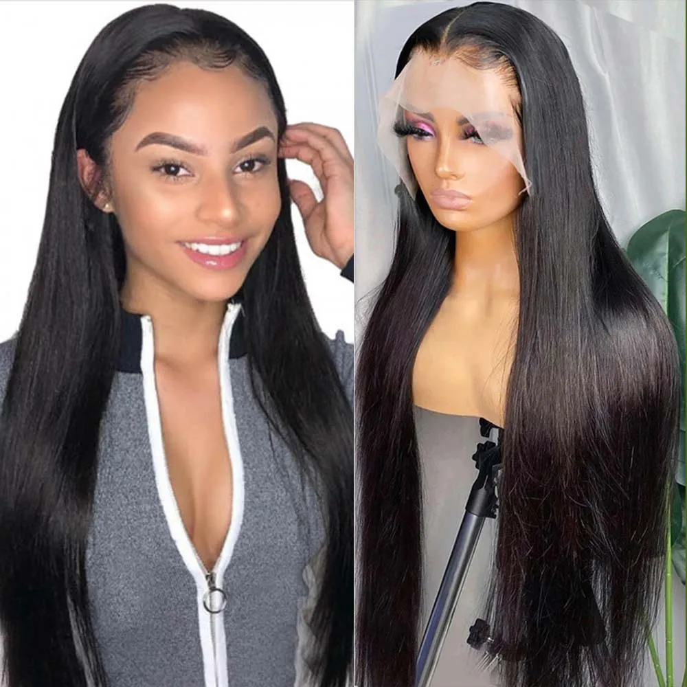 

Прозрачные парики из человеческих волос на сетке спереди 13x4 13x 6, бразильские 360 прямые парики на сетке спереди для женщин, предварительно выщипанные парики из ALIRAIN