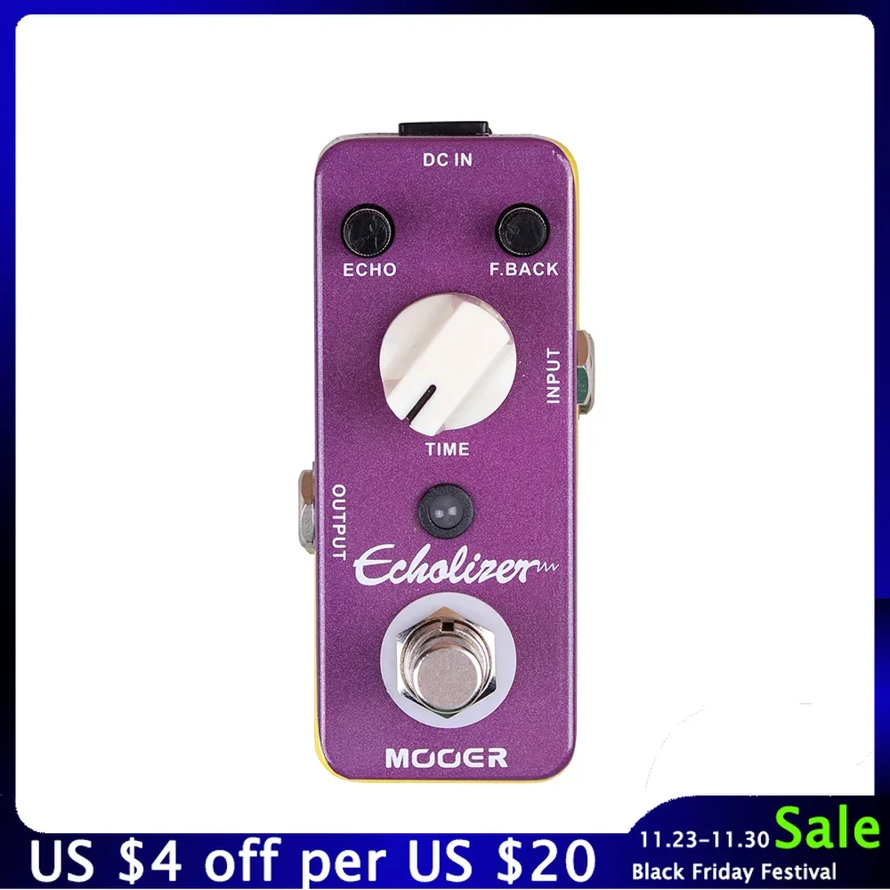 

MOOER Echolizer Guitar Effects Pedal Delay 25ms-600ms Delay Time True Bypass Metal Shell Micro Pedal Guitar Parts Accessories