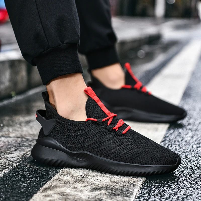 Hot Sale Light Running Shoes Men Sneakers Knit Mesh Breathable Non-slip Wear-resistant Outdoor Casual Walking Men Sport Shoes