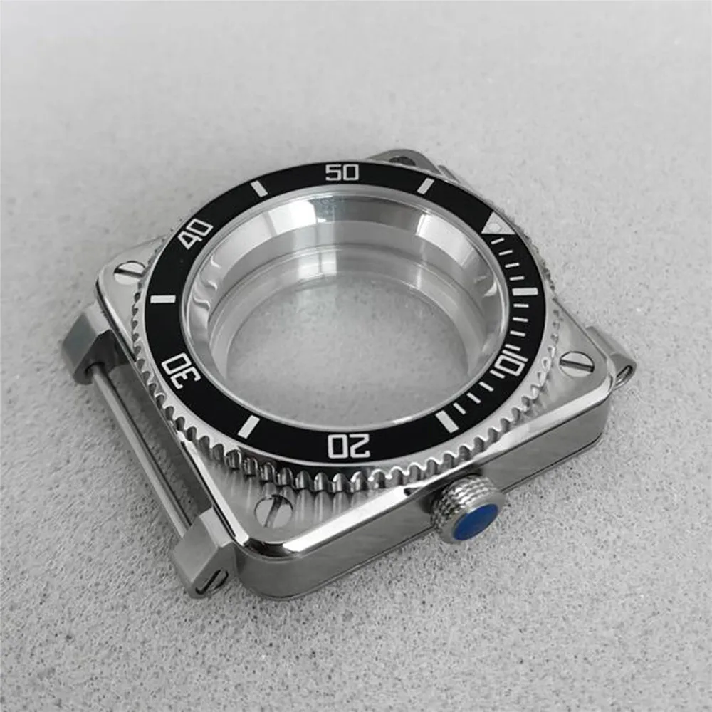 NH35 Square Case 42mm 316L Stainless Steel Sapphire Glass Watch Case fit for NH35/NH36/4R/7S Movement Unique Men Watch Case