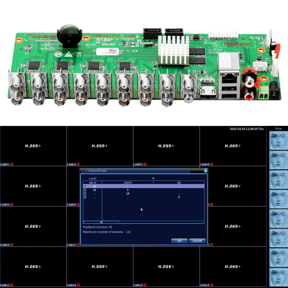 CCTV XM DVR 16 каналов 5Mp-N 6 в 1 видеорегистратор 16Ch Bnc плата ip-камера Ahd Xmeye Hdd Hd 4K сетевая