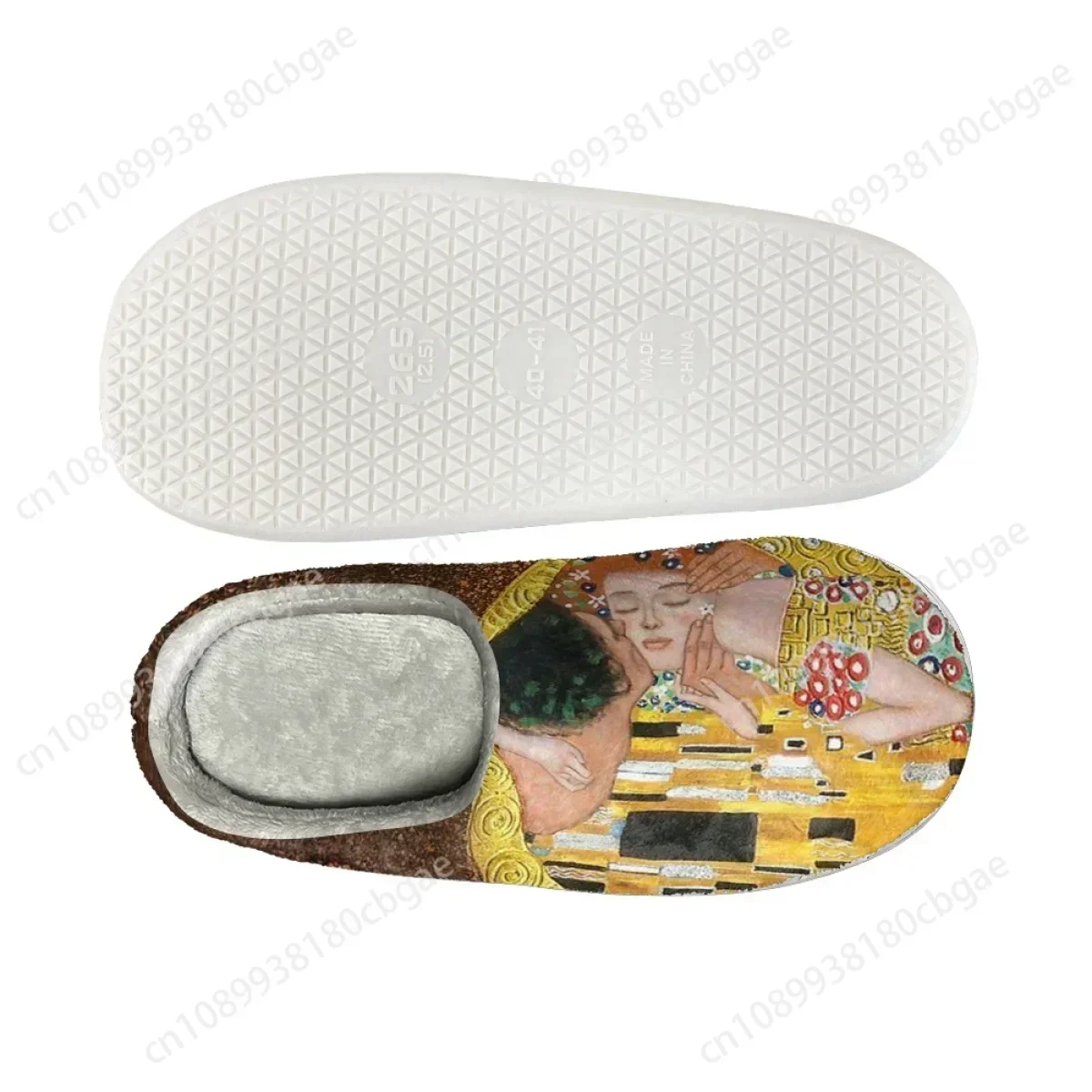 WHEREISART Gustav Klimt The Kiss с принтом женские домашние тапочки хлопковые фланелевые