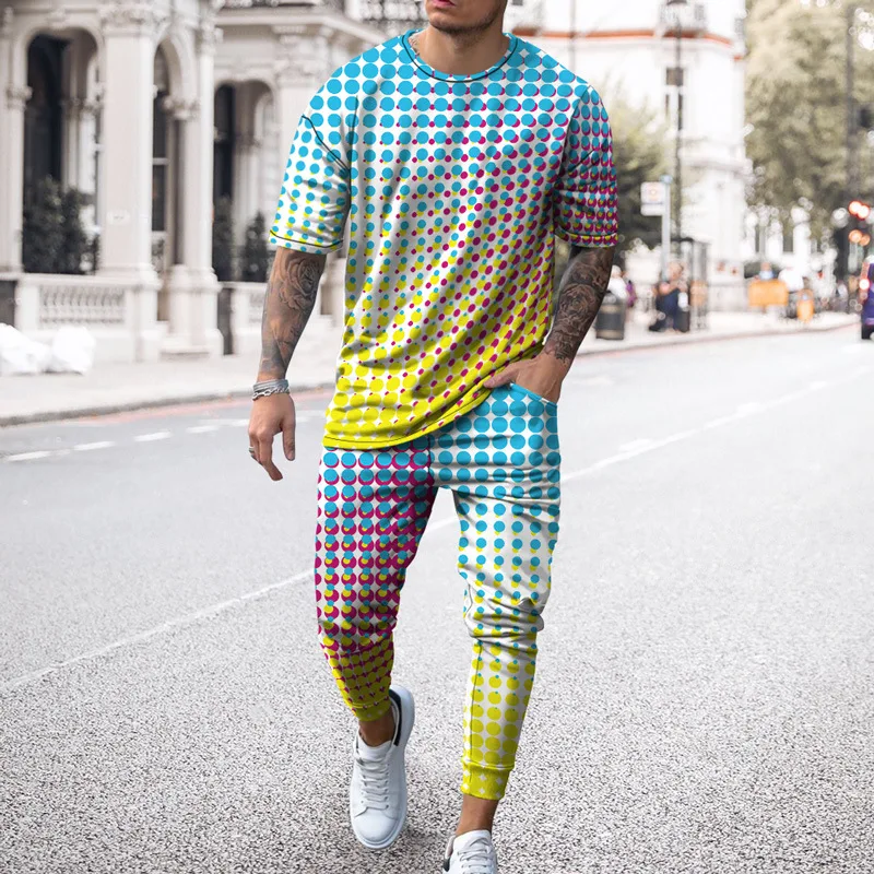 Summer Men Casual Trousers Set New Fashion Clothing Streetwear Tracksuits Male Vintage Outfits Luxury Design 2 Piece Suit