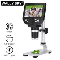 1000x digital microscope with 4 3 inch display screen video microscope led light 10m pixels with rechargeable battery