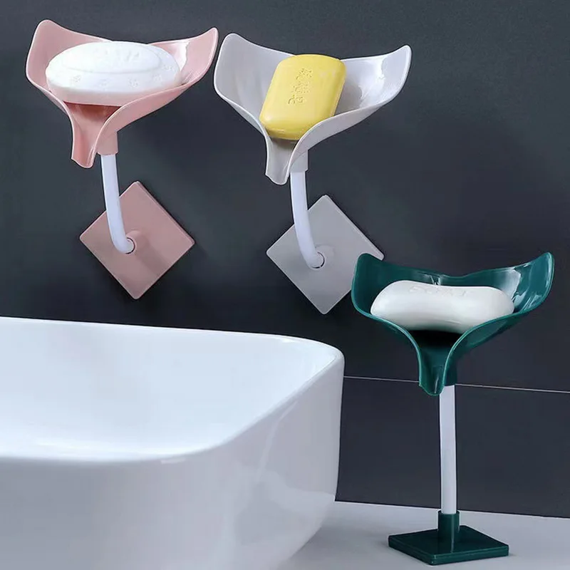 

Wall Mounted Soap Holder For bathroom 360 Degree Rotable Soap Dish Self-adhesive Drainage Soap Container